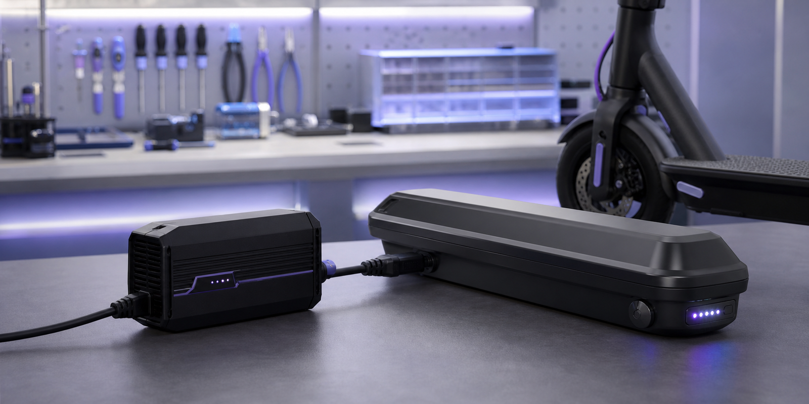 AI visual of MG MAXVOLT compact medical device lithium battery testing