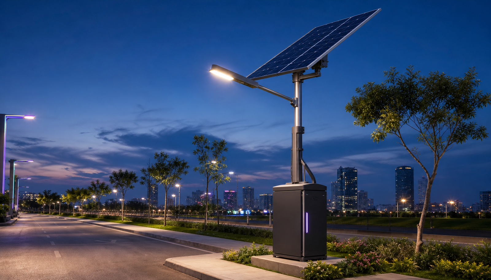 AI visual of MG MAXVOLT solar street light battery
